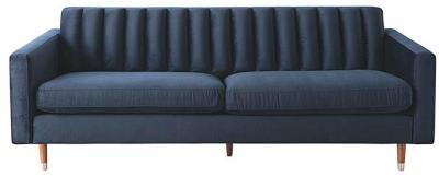 Stitch 3 Seater Sofa Velvet Navy Blue C-030