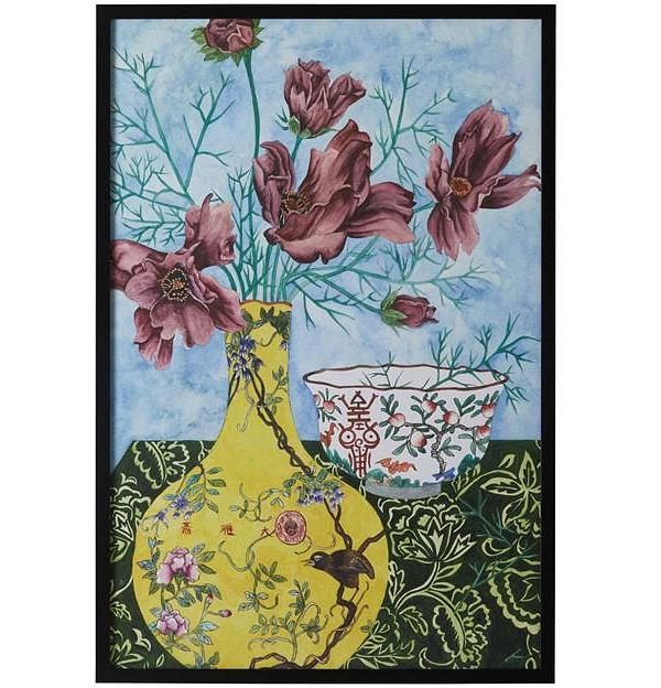 Yellow Celadon Vase Bloom Framed Print 93x63cm