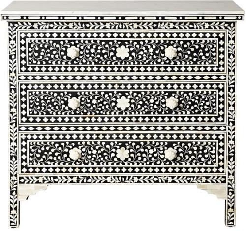 Bone Inlay Chest Black - Early Settler Furniture