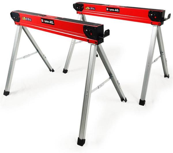 Baumr-AG 2 x Steel Sawhorses, 1000kg Capacity, Folding, 2x4 Support Arms