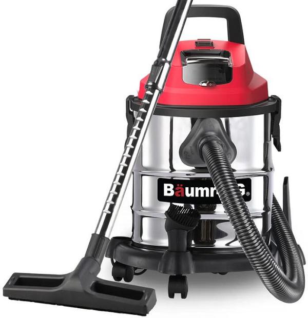 BAUMR-AG 20L Cordless Wet & Dry Vacuum Cleaner Kit, with 4Ah battery and Charger, Blower, HEPA Filter, Accessories, Stainless Steel, for Car, Home, Garage