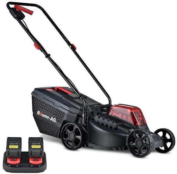 BAUMR-AG 450CX 40V SYNC Cordless Lawn Mower Kit, Fast Charger, 2 x 4Ah Battery, 320mm Grass Cutting Path
