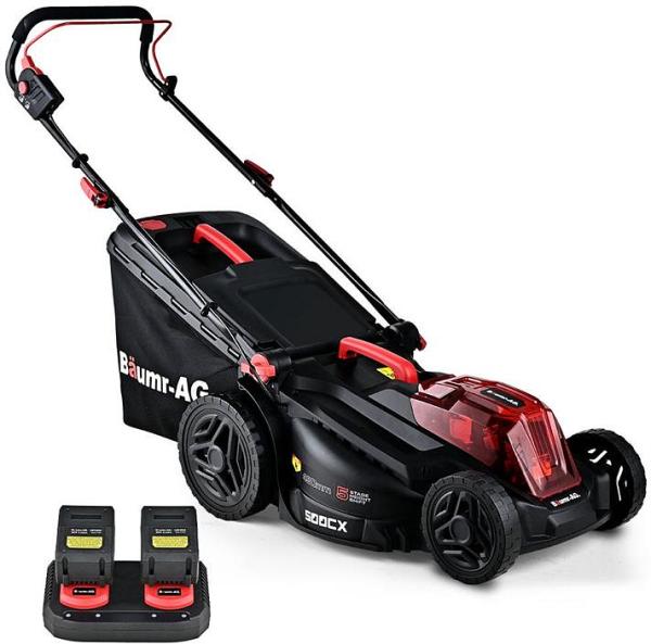 Baumr-AG 500CX 40V SYNC 17 Cordless Lawn Mower Kit, Fast Charger, 2 x 4Ah Battery, 5 Stage Height Adjustment