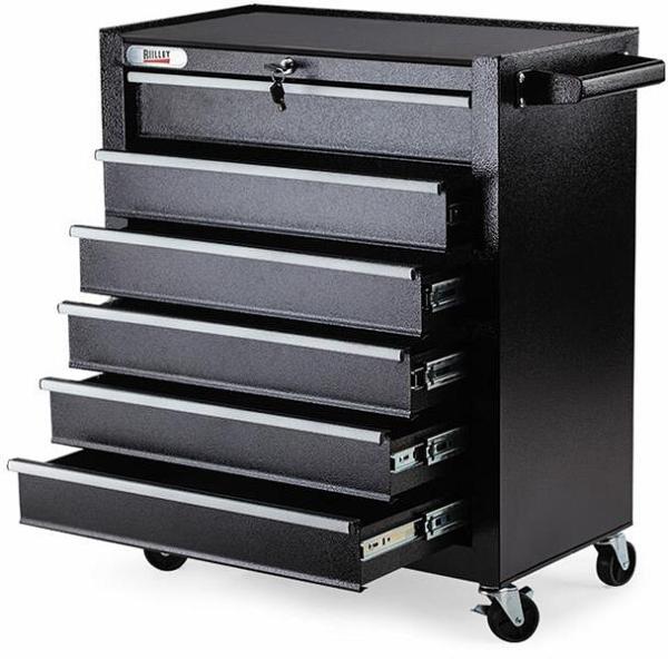 BULLET 6 Drawer Tool Box Cabinet Trolley Garage Toolbox Storage Mechanic Chest - Black