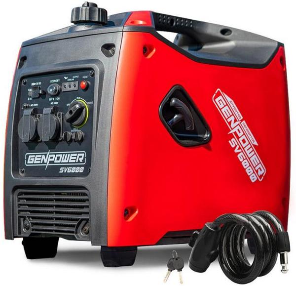GenPower Inverter Generator 3500W Max 3200W Rated Trade Camping Home Cable Lock