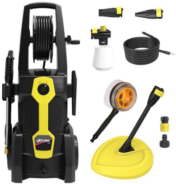 JET-USA RW545 Electric High Pressure Washer, 3000PSI Water Cooled Motor, 2 Nozzles, Brush Head, Deck Cleaner, Detergent Bottle