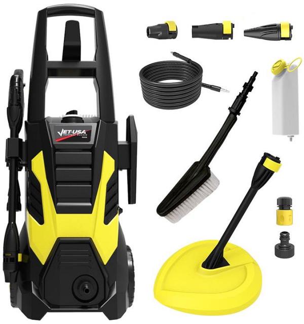 JET-USA RX535 Electric High Pressure Washer, 2600PSI 2 Nozzles, Brush Head, Deck Cleaner, Detergent Bottle