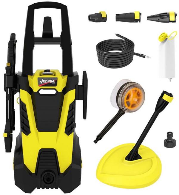 JET-USA RX540s Electric High Pressure Washer, 2900PSI 2 Nozzles, Brush Head, Deck Cleaner, Detergent Bottle