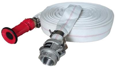 PROTEGE 20m x 38mm Canvas Lay Flat Fire Hose Kit, High Pressure, Adjustable Nozzle, Irrigation Suitable