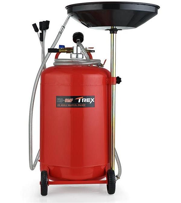T-REX 80L Mobile Waste Oil Drainer Tank, Pneumatic, Telescopic, Extractor Probes, Workshop