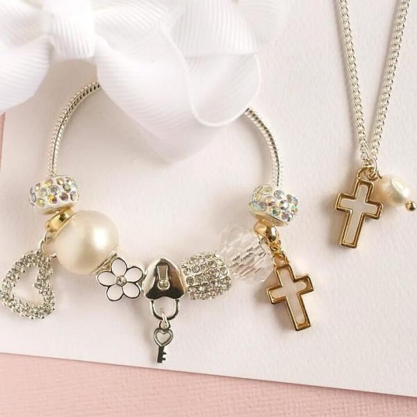 Lauren Hinkley Pearlescent Cross Charm Bracelet