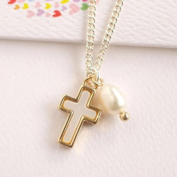 Lauren Hinkley Pearlescent Cross Pendant Necklace