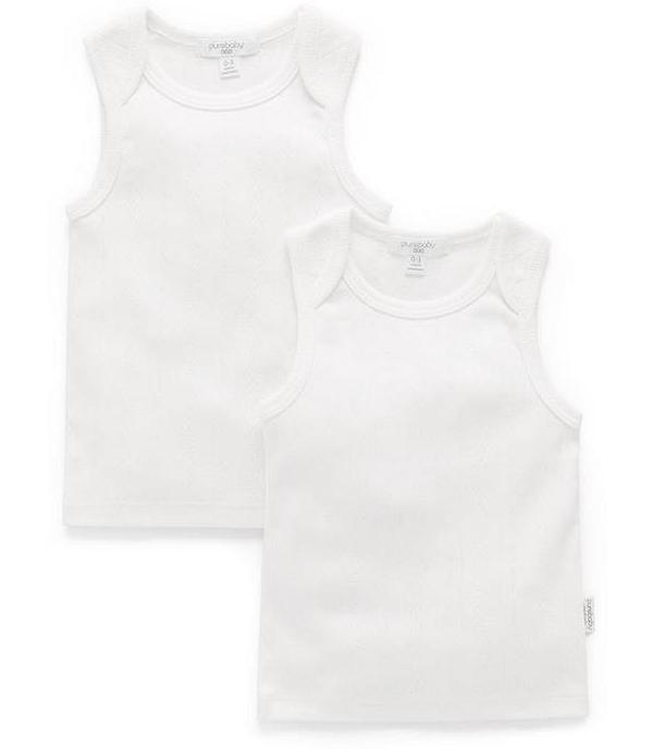 Purebaby Pointelle Baby Singlet Pair