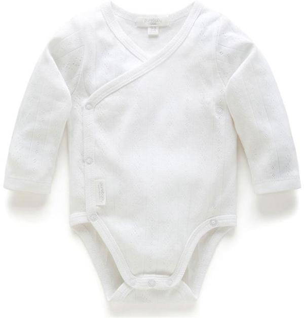 Purebaby Pointelle Long Sleeve Wrap Bodysuit