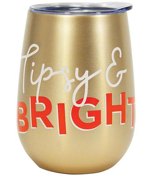 Tipsy & Bright Christmas Wine Tumbler