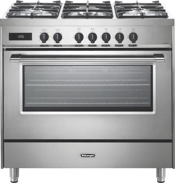 DeLonghi DEF1407S DeLonghi 90cm Dual Fuel Freestanding Cooker Stainless Steel