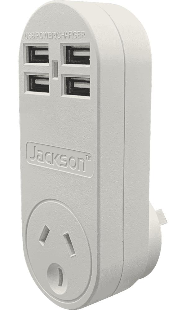 Jackson PT4USB Jackson 4 USB Charger with Mains Power Outlet 1 Amp