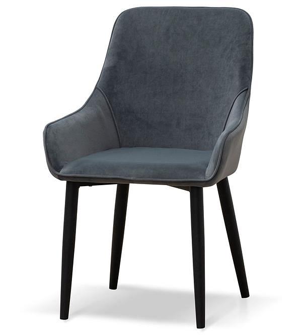 Acosta Dining Chair - Grey Velvet in Black Legs by Interior Secrets - AfterPay Available