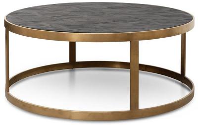 Alenzo Round Coffee Table - Black - Golden Base by Interior Secrets - AfterPay Available