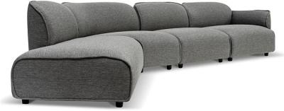Alvaro Left Return Modular Fabric Corner Sofa - Graphite Grey by Interior Secrets - AfterPay Available