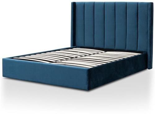 Betsy Queen Bed Frame - Teal Navy Velvet with Storage by Interior Secrets - AfterPay Available