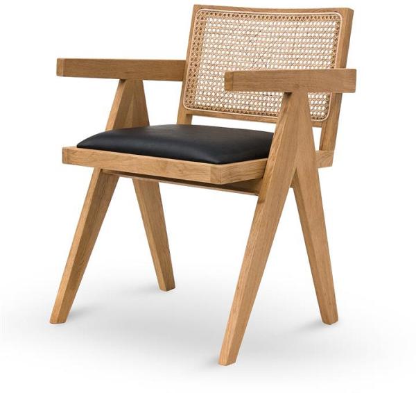 Castro Rattan Dining Chair - Natural with Black Seat by Interior Secrets - AfterPay Available