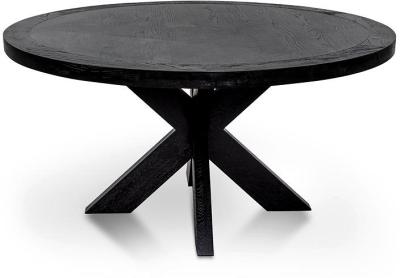 Darrel 1.5m Round Wooden Dining Table - Full Black by Interior Secrets - AfterPay Available