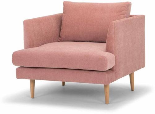 Denmark Fabric Armchair - Dusty Blush with Natural Legs by Interior Secrets - AfterPay Available