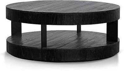 Ex Display - Arisha 100cm Round Coffee Table - Full Black by Interior Secrets - AfterPay Available