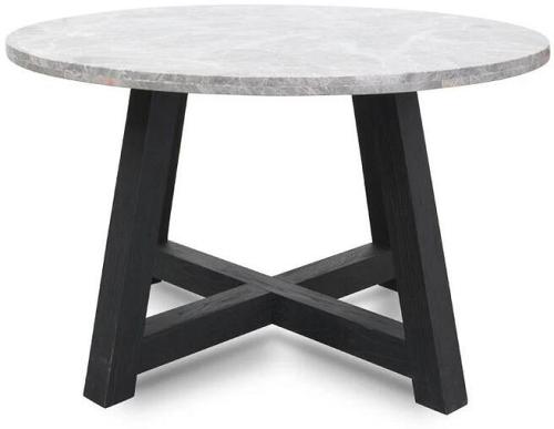 Ex Display - Carlson 130cm Grey Marble Round Dining Table with Glass Top by Interior Secrets - AfterPay Available