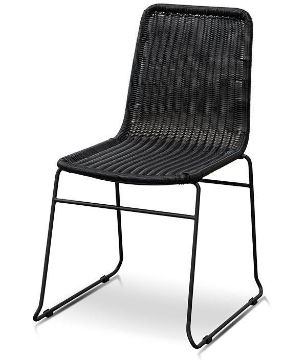 Ex Display - Cortez Rattan Seat Dining Chair - Full Black by Interior Secrets - AfterPay Available