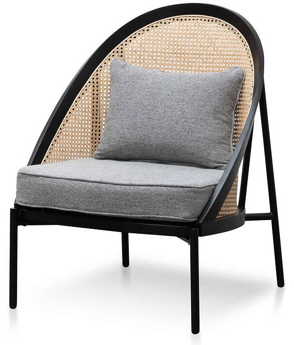 Ex Display - Elba Rattan Back Lounge Chair - Grey Seat and Black Frame by Interior Secrets - AfterPay Available