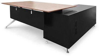 Ex Display - Excel 1.95m Executive Office Desk Left Return - Walnut - Black by Interior Secrets - AfterPay Available