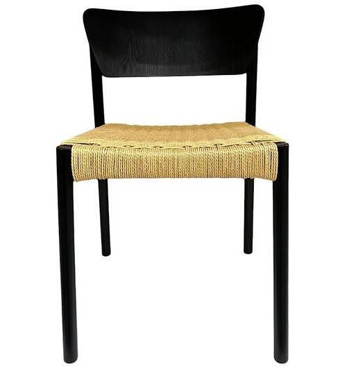Ex Display - Filiberto Natural Rope Seat Dining Chair - Black by Interior Secrets - AfterPay Available