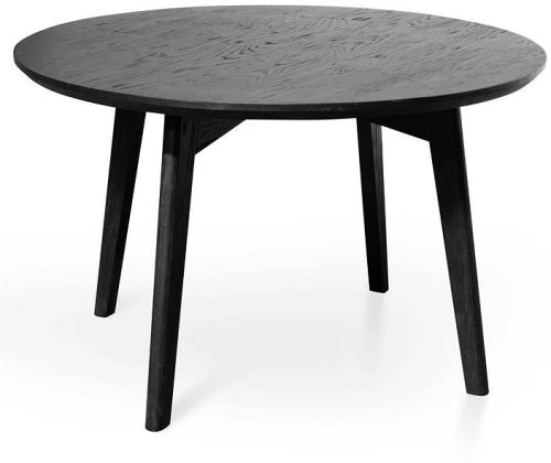 Ex Display - Juan 1.25m Round Wooden Dining Table - Black by Interior Secrets - AfterPay Available