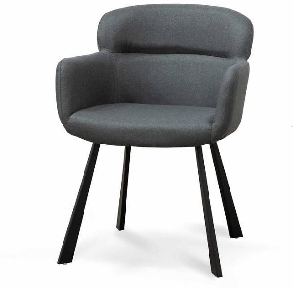 Ex Display - Kemp Fabric Dining Chair - Gunmetal Grey with Black Legs - Last One by Interior Secrets - AfterPay Available