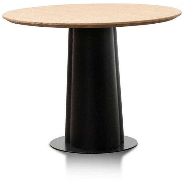 Ex Display - Polly Round Wooden Dining Table - Natural Top and Black Base by Interior Secrets - AfterPay Available