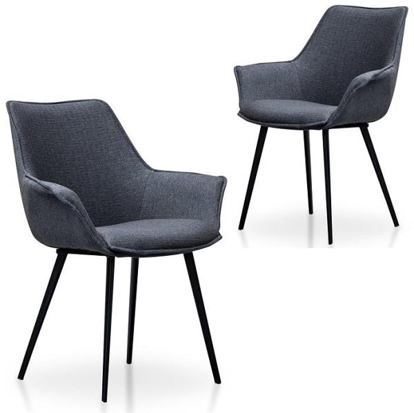 Ex Display - Set of 2 - Nola Fabric Dining Chair - Charcoal Grey by Interior Secrets - AfterPay Available