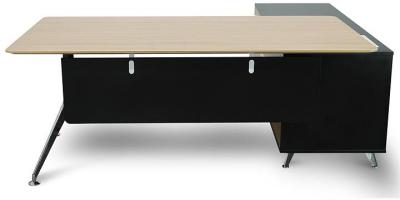 Excel 1.95m Left Return Black Executive Desk - Natural Top and Drawers by Interior Secrets - AfterPay Available