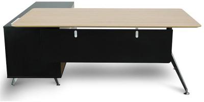 Excel 1.95m Right Return Black Executive Desk - Natural Top and Drawers by Interior Secrets - AfterPay Available