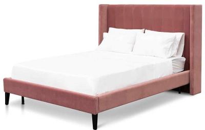 Hillsdale Queen Bed Frame - Blush Peach Velvet - Last One by Interior Secrets - AfterPay Available