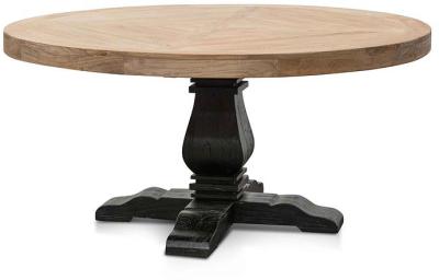 Kara Reclaimed 1.6m Round Dining Table - Natural Top and Black Base by Interior Secrets - AfterPay Available