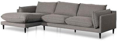 Lucio 4 Seater Left Chaise Fabric Sofa - Graphite Grey by Interior Secrets - AfterPay Available