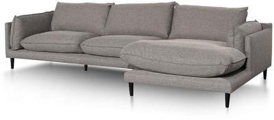 Lucio 4 Seater Right Chaise Fabric Sofa - Graphite Grey by Interior Secrets - AfterPay Available