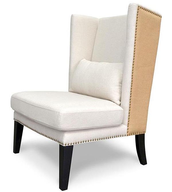 Mercer Lounge Fabric Wingback Chair - Classic Cream - Last One by Interior Secrets - AfterPay Available