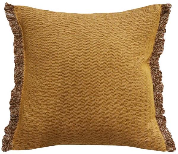 Ollo Nathan Jacquard Design Fringed Edge Cushion - Ochre by Interior Secrets - AfterPay Available