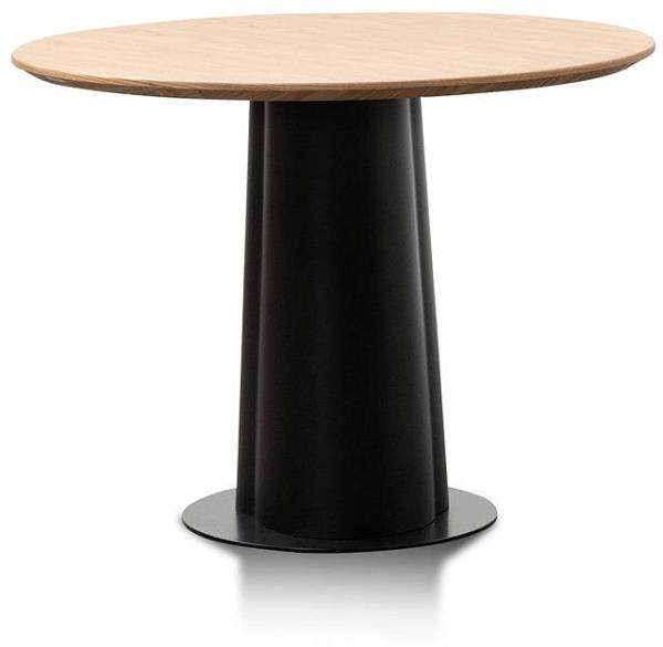 Polly Round Wooden Dining Table - Natural Top and Black Base by Interior Secrets - AfterPay Available