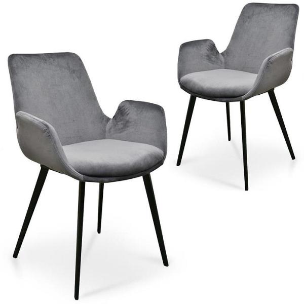 Set of 2 Alice Dining Chair - Dark Grey Velvet by Interior Secrets - AfterPay Available