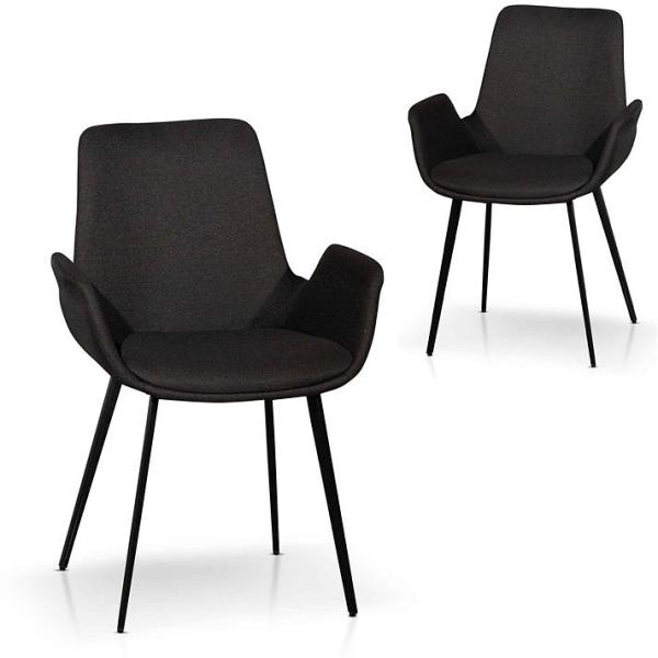 Set of 2 - Alice Fabric Dining Chair - Black by Interior Secrets - AfterPay Available