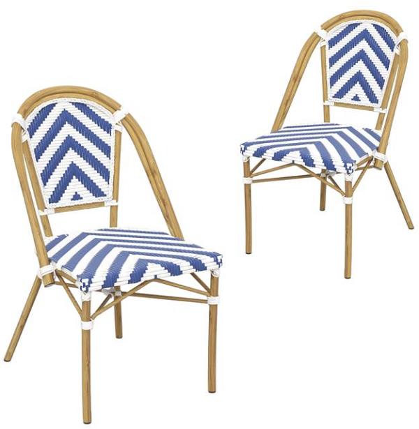 Set of 2 - Dalmatian Indoor / Outdoor Dining Chair - Navy & White Chevron by Interior Secrets - AfterPay Available